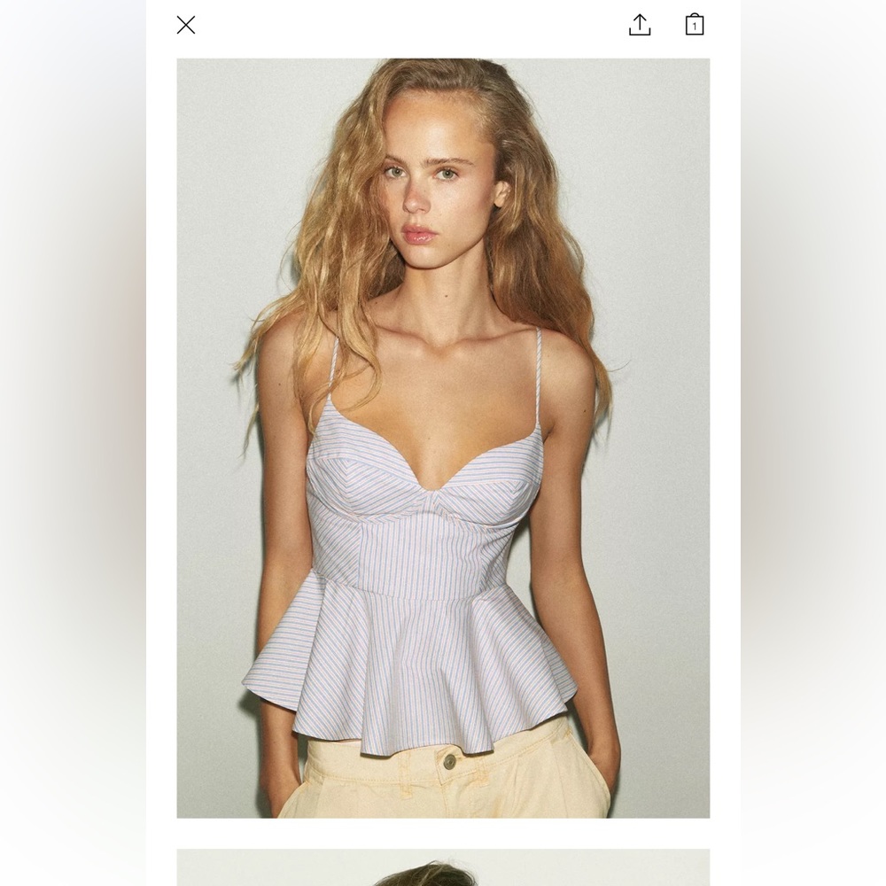 Zara Striped Poplin Top